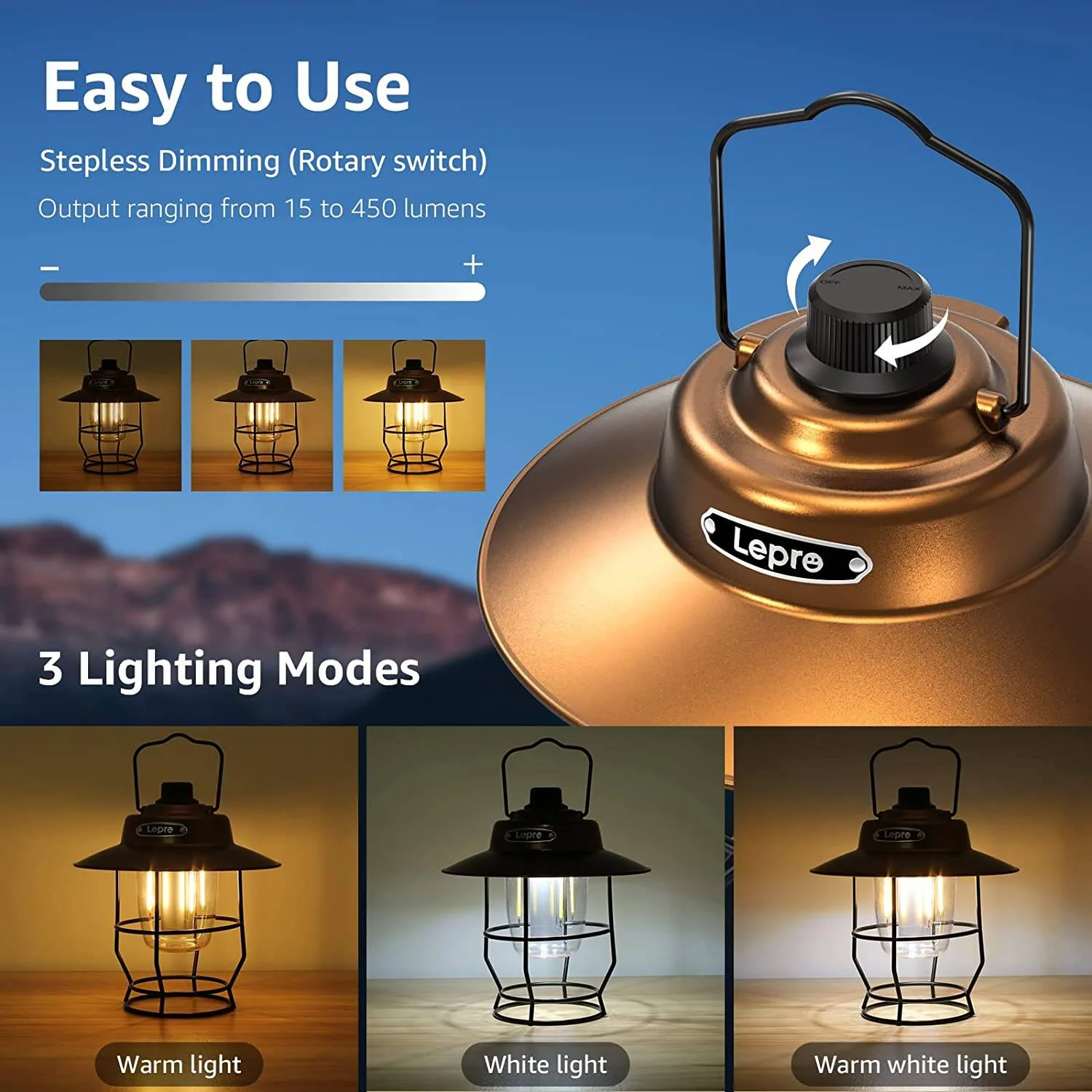 Lepro Vintage LED Camping Lantern - Image 4